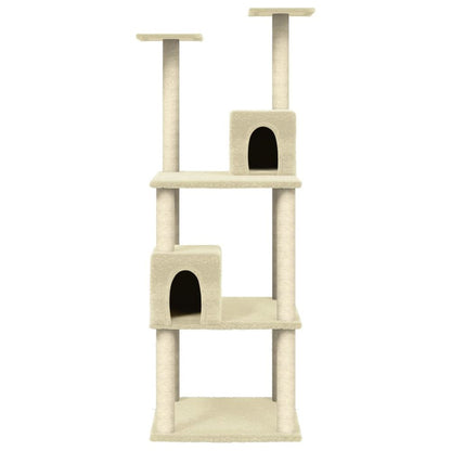 vidaXL Cat Tree with Sisal Scratching Posts Cream 141 cm V0671020919