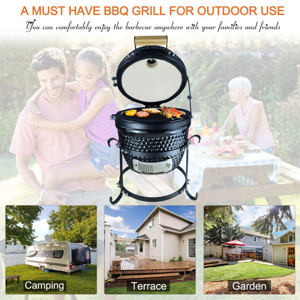 Cast Iron Ceramic Charcoal BBQ Oven Black S067941723