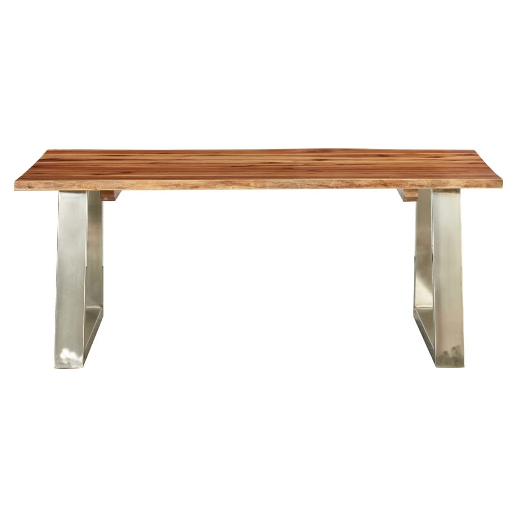 vidaXL Coffee Table 100x60x40 cm Solid Acacia Wood and Stainless Steel S0671167283