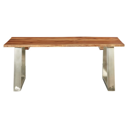 vidaXL Coffee Table 100x60x40 cm Solid Acacia Wood and Stainless Steel S0671167283