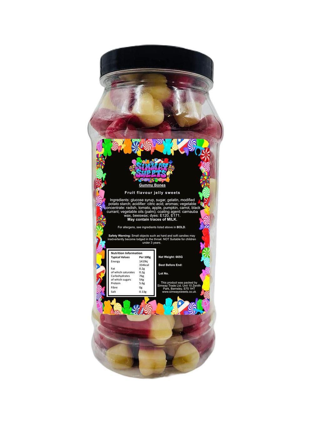 Gummy Bones Retro Sweets Fruit Flavoured Gummy Sweets Gift Jar