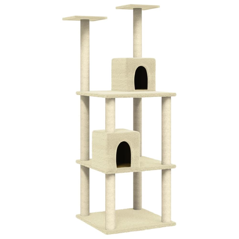 vidaXL Cat Tree with Sisal Scratching Posts Cream 141 cm V0671020919