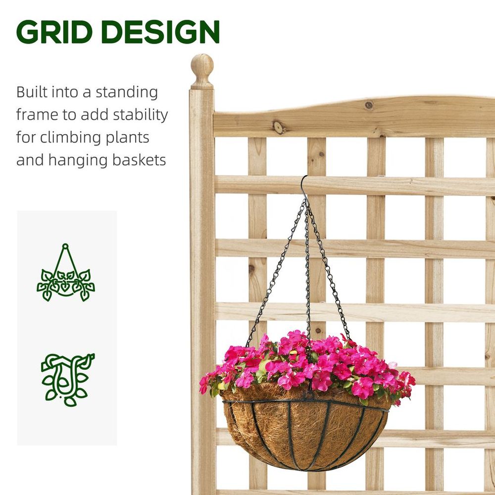 Outsunny Raised Garden Bed with Trellis Garden Planters Indoor Outdoor Natural S0671391630