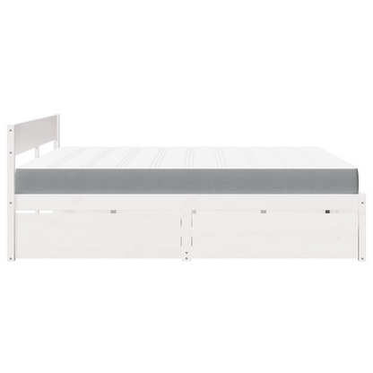 vidaXL Bed with Drawers and Mattress White 180x200 cm Super King Solid Wood Pine S0671489502