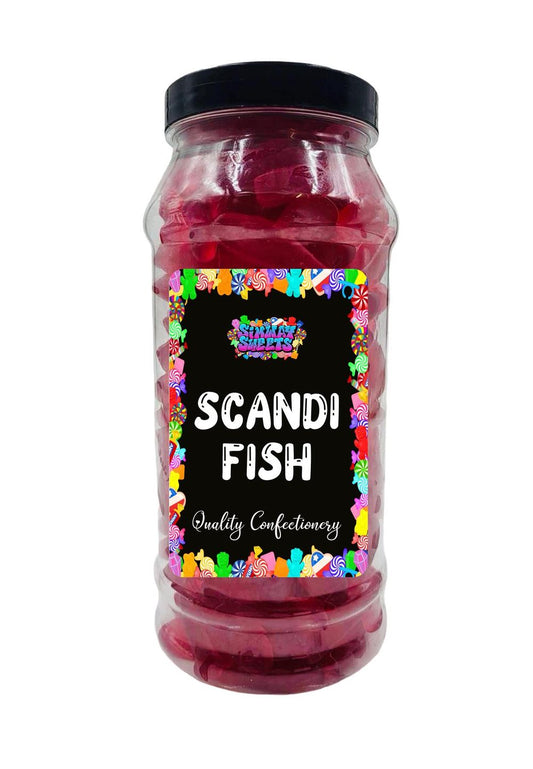 Scandi Cherry Flavoured Fish Gummy Jelly Sweets Retro Sweets Gift Jar