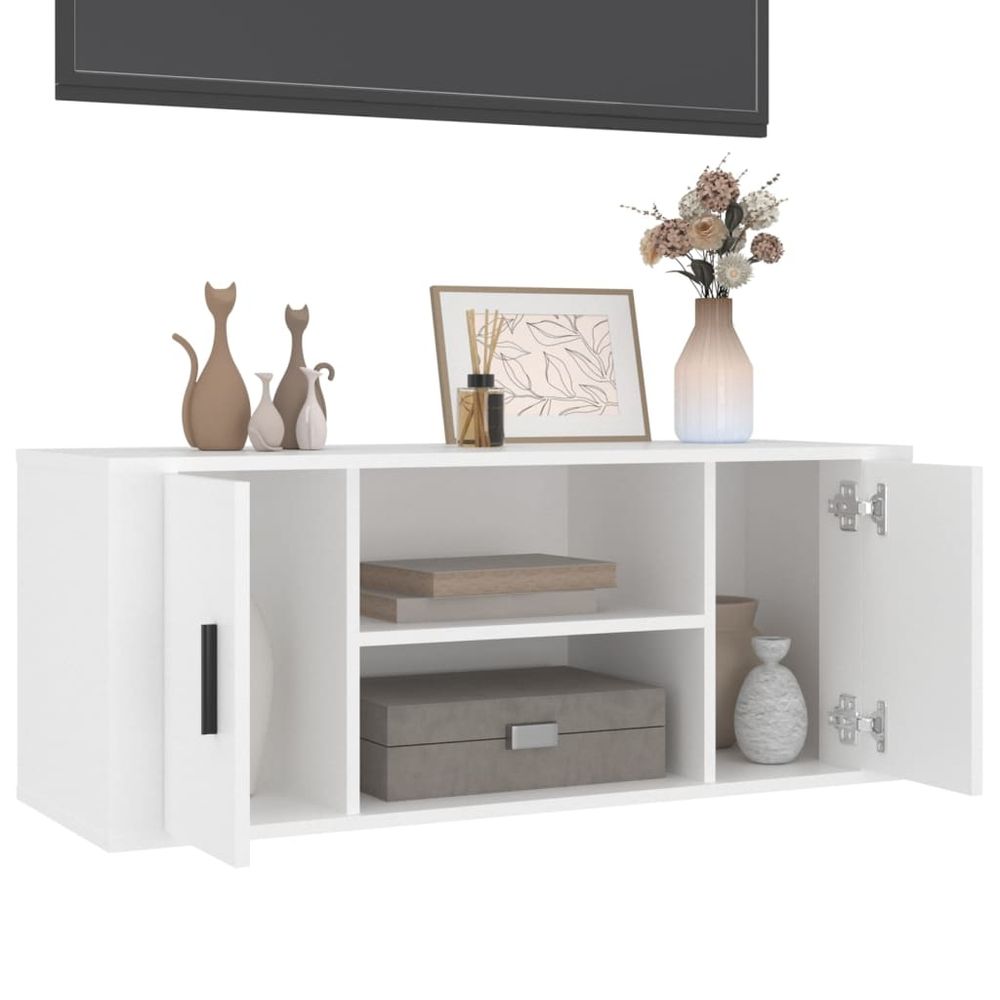 vidaXL TV Cabinet White 100x35x40 cm Engineered Wood V0671394620