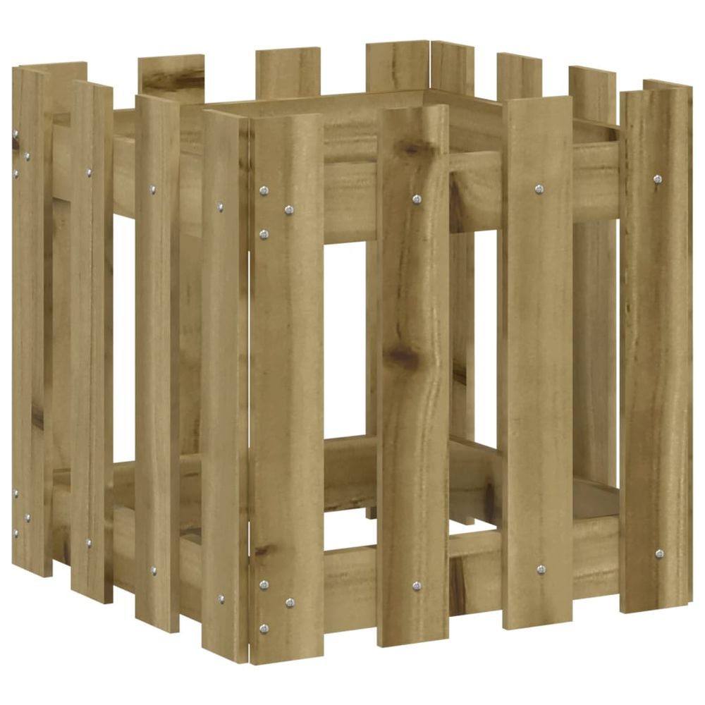 vidaXL Garden Planter with Fence Design 40x40x40 cm Impregnated Wood Pine S0671368162