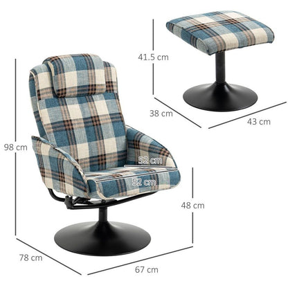 Swivel Armchair with Footstool and Adjustable Backrest Multicolour S0671217713