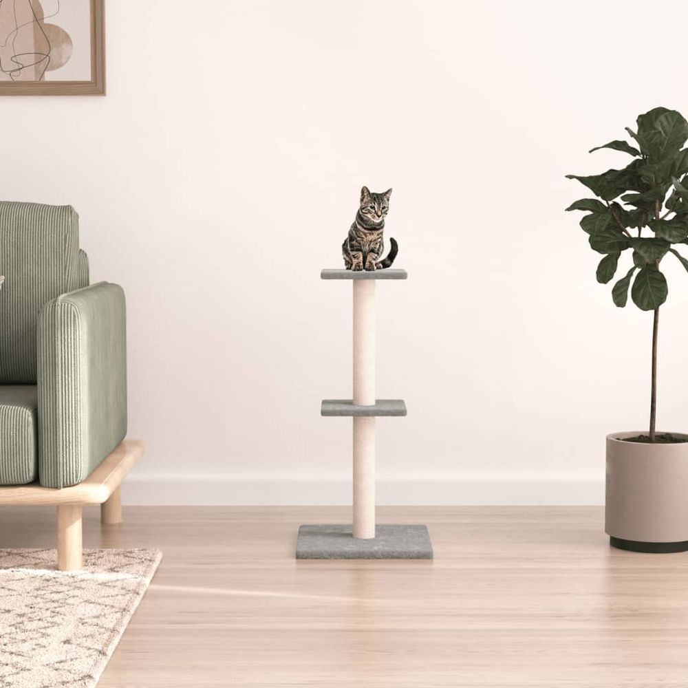 vidaXL Cat Tree with Sisal Scratching Posts Light Grey 73 cm S0671262187