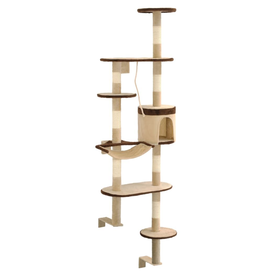 vidaXL Cat Tree with Sisal Scratching Posts Wall Mounted 194 cm S0671178284