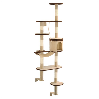 vidaXL Cat Tree with Sisal Scratching Posts Wall Mounted 194 cm S0671178284