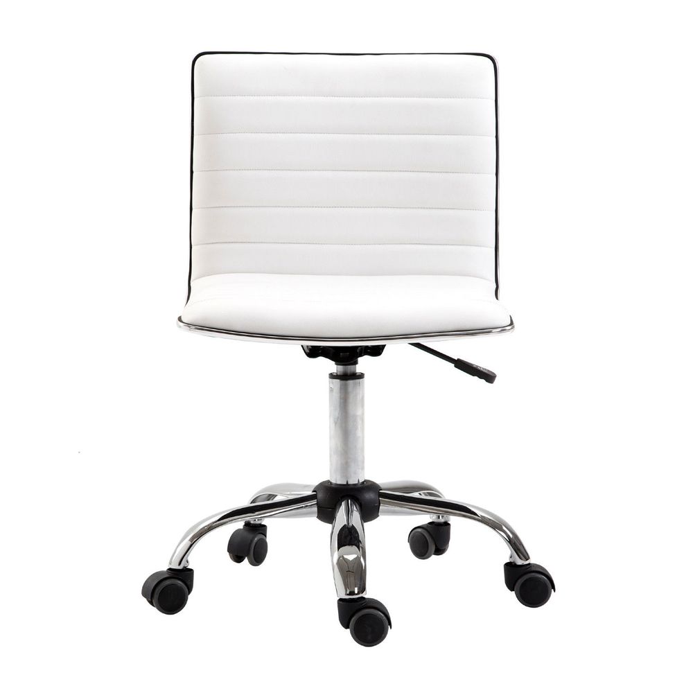 Armless Mid-Back Adjustable Office Chair 360 Swivel Ergonomic White HOMCOM S0671080460