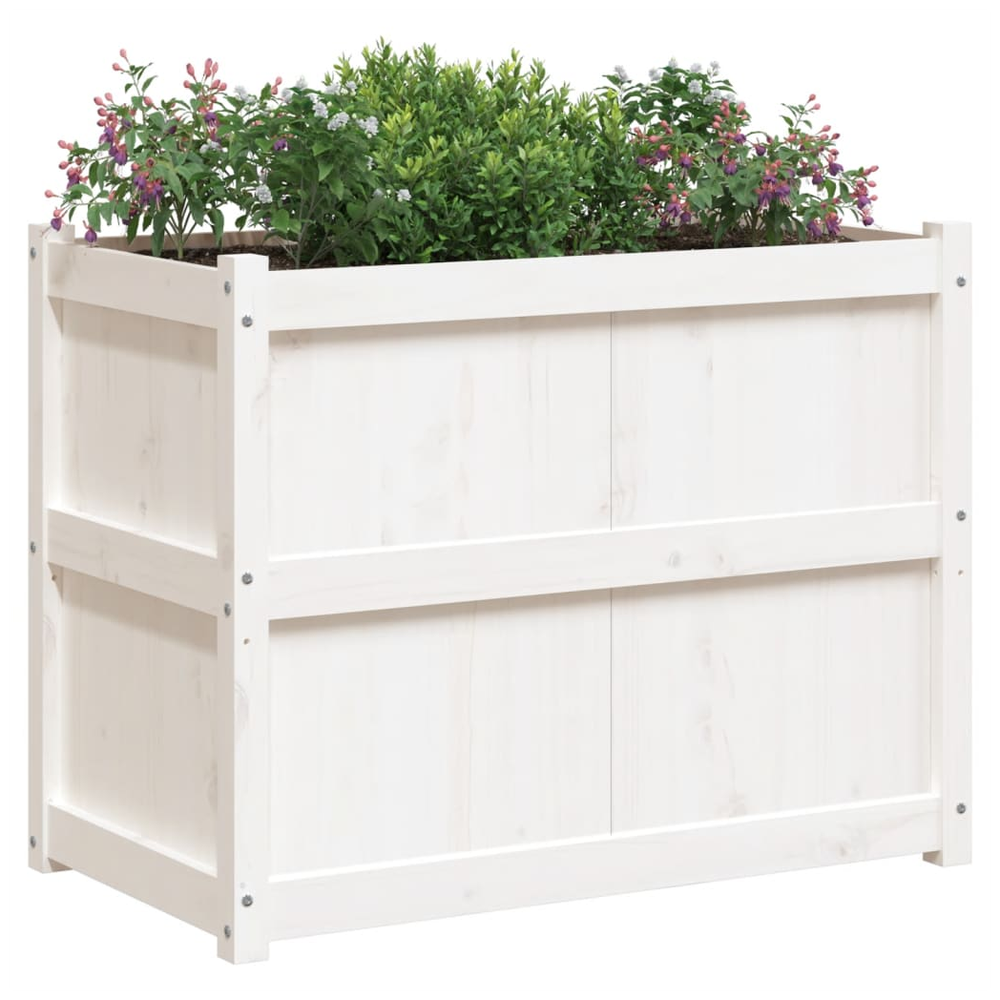 vidaXL Garden Planter White 90x50x70 cm Solid Wood Pine S0671381123