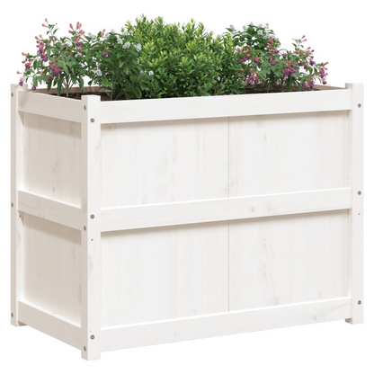 vidaXL Garden Planter White 90x50x70 cm Solid Wood Pine S0671381123