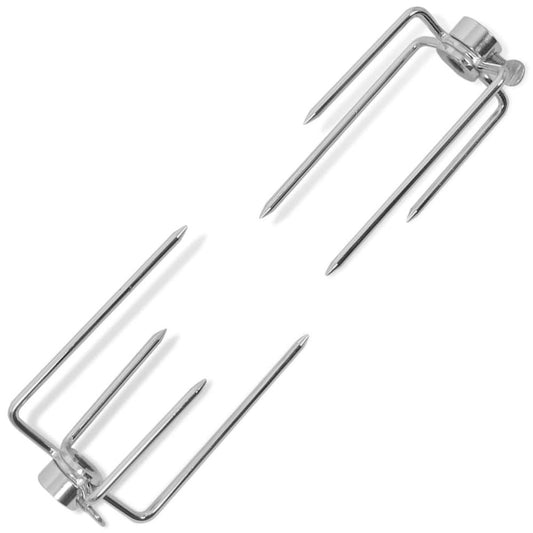 vidaXL BBQ Rotisserie Spit Forks 2 pcs Steel S0671352709