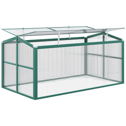 Outsunny Aluminium Cold Frame Greenhouse Planter with Openable Top 130x70x61cm S0671383556