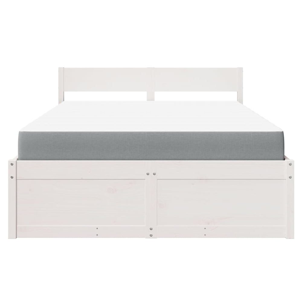 vidaXL Bed with Drawers and Mattress White 140x190 cm Solid Wood Pine S0671489417