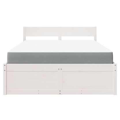 vidaXL Bed with Drawers and Mattress White 140x190 cm Solid Wood Pine S0671489417