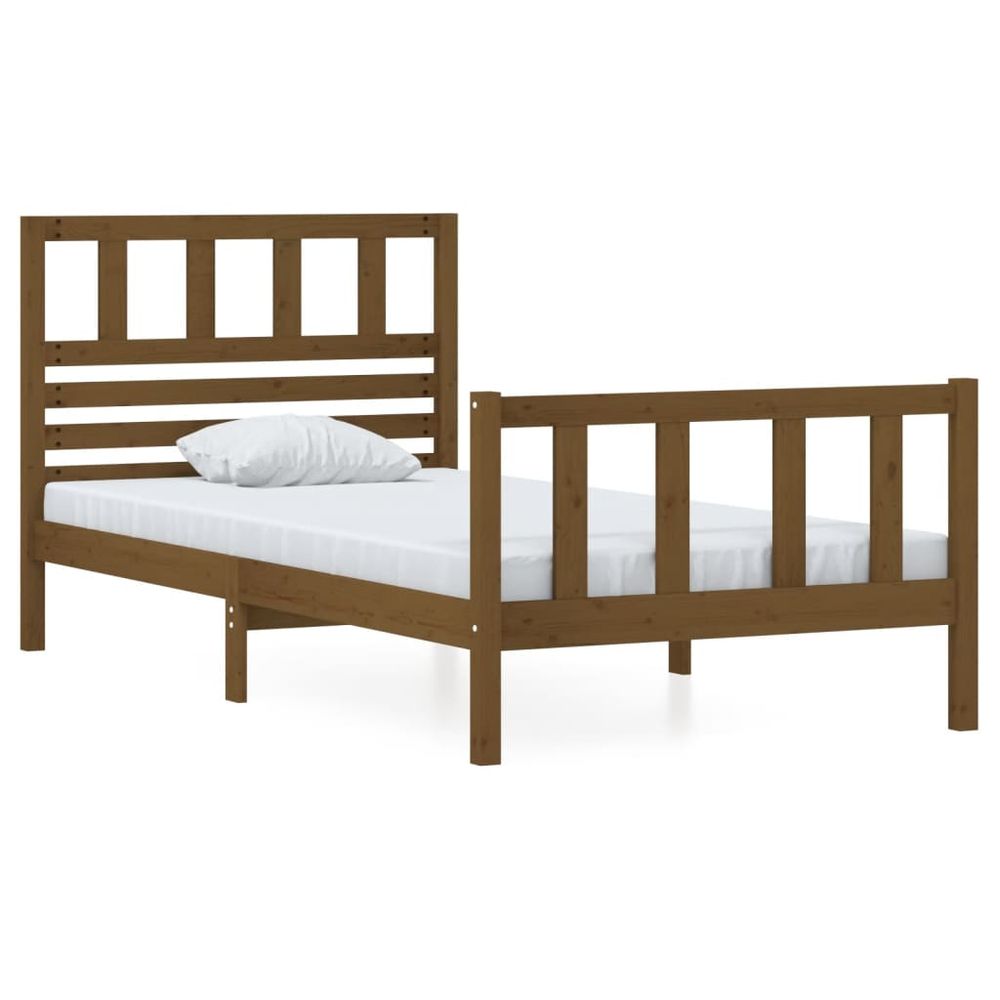 vidaXL Bed Frame Honey Brown Solid Wood 90x200 cm S067942580