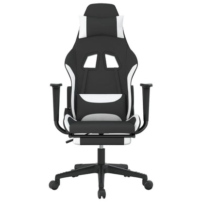 Gaming Chair with Footrest Black and White Fabric S0671170044