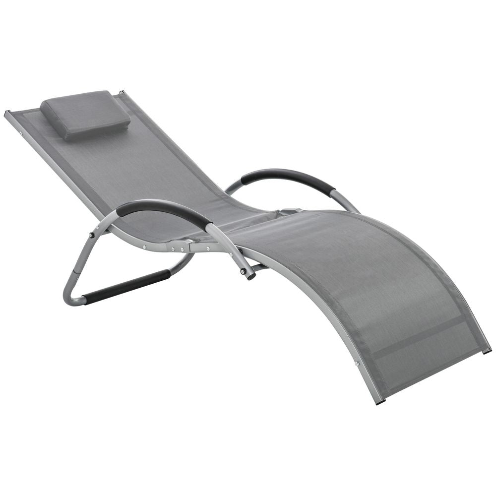 Lounger Chair Portable Armchair with Removable Pillow for Beach Yard Dark Grey S0671096946