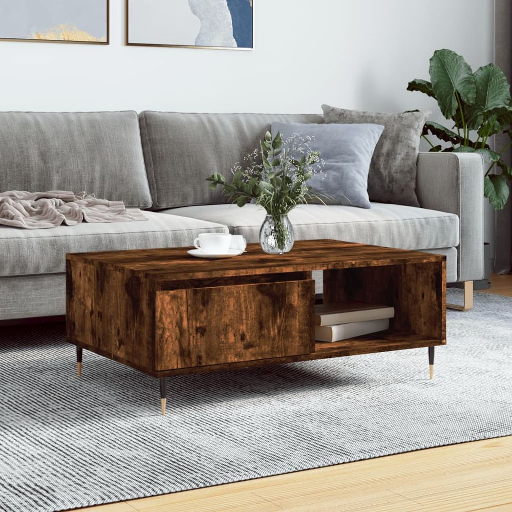 vidaXL Coffee Table Smoked Oak 90x60x35 cm Engineered Wood S0671257249