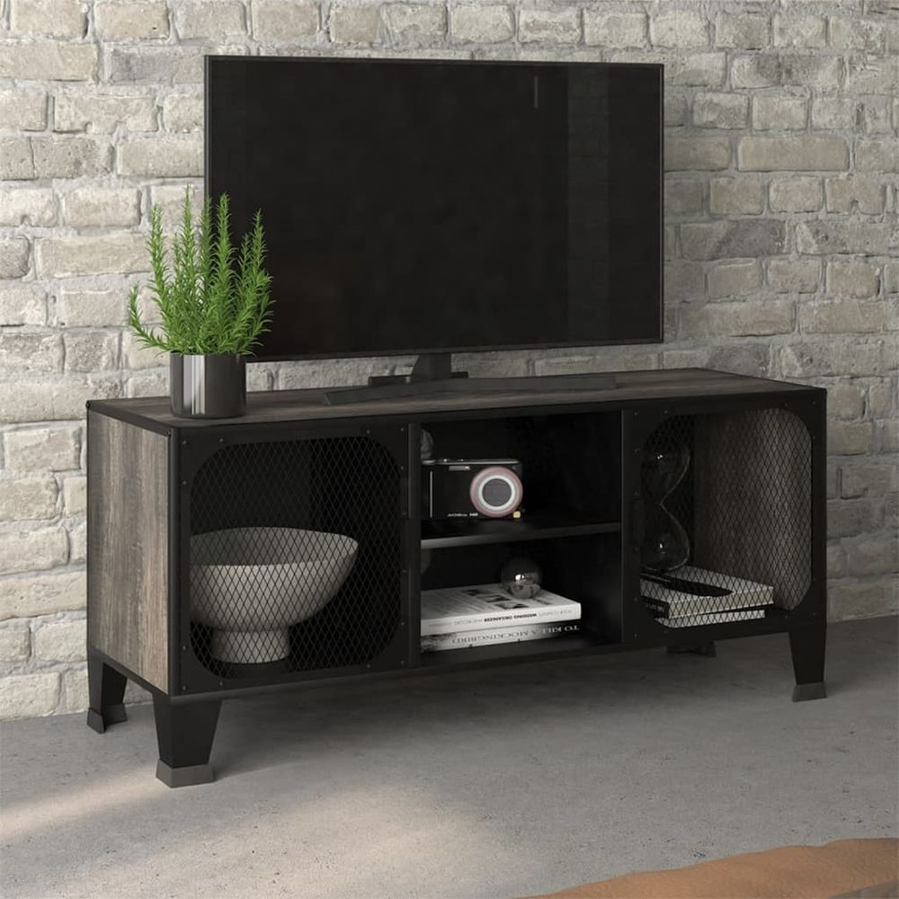 vidaXL TV Cabinet Rustic Brown 105x36x47 cm Metal and MDF S035877140