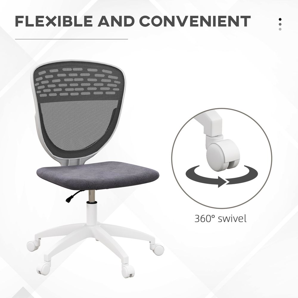 Vinsetto Desk Chair, Height Adjustable Mesh Office Chair with Wheels, Grey S0671383453