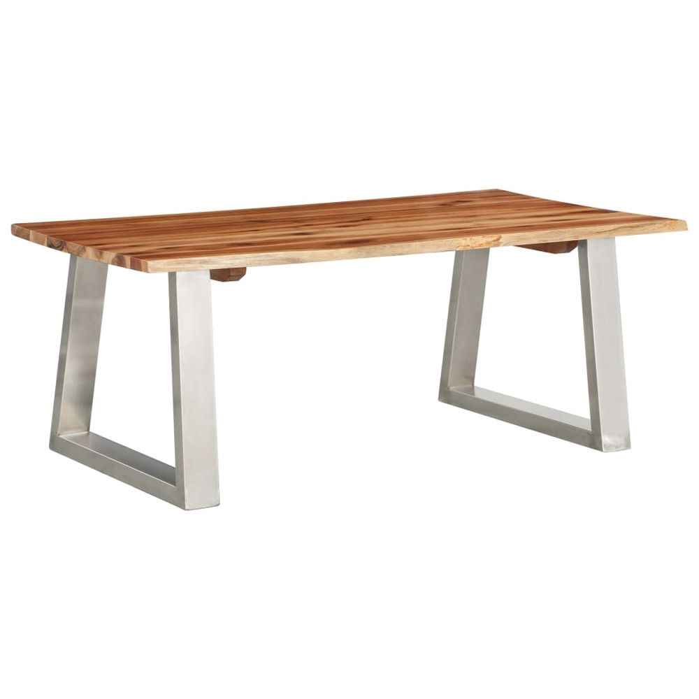 vidaXL Coffee Table 100x60x40 cm Solid Acacia Wood and Stainless Steel S0671167283