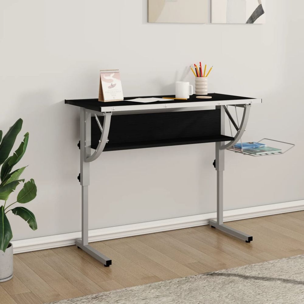 vidaXL Craft Desk White&Grey 110x53x(58-87) cm Engineered Wood&Steel V0671201854