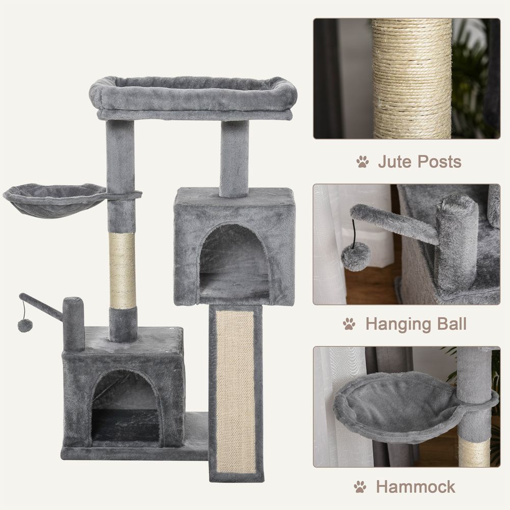 Cat Tree Tower w/ Sisal Scratching Posts Pad Hanging Ball Perch Condo Hammock S0671071033