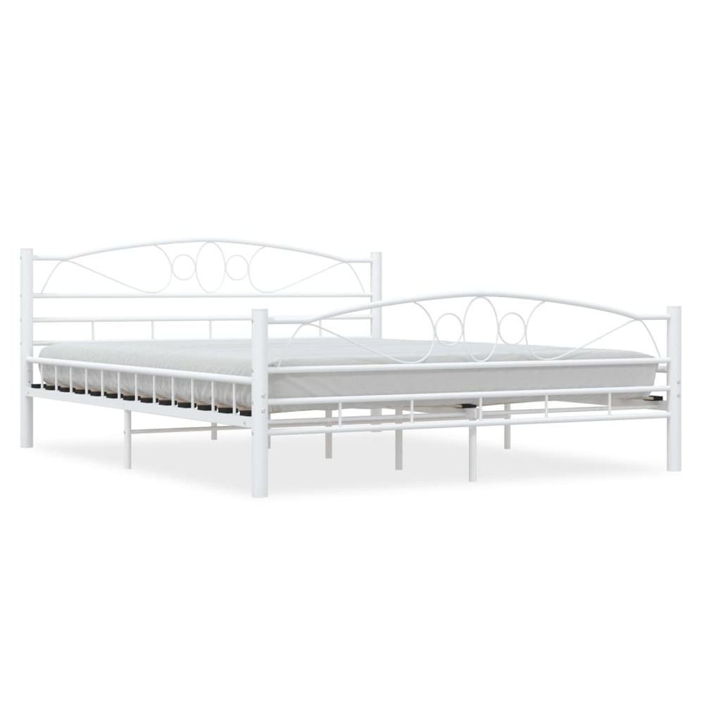 vidaXL Bed Frame White Metal 160x200 cm S069796136