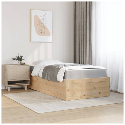 vidaXL Bed with Mattress 90x190 cm Single Solid Wood Pine S0671489493