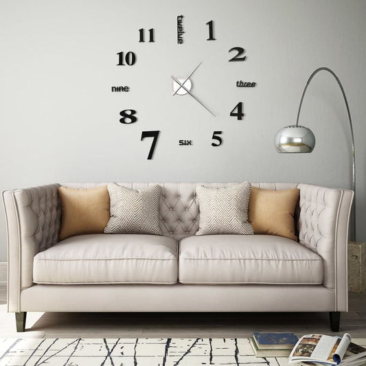 vidaXL 3D Wall Clock Modern Design 100 cm XXL Black S069812409