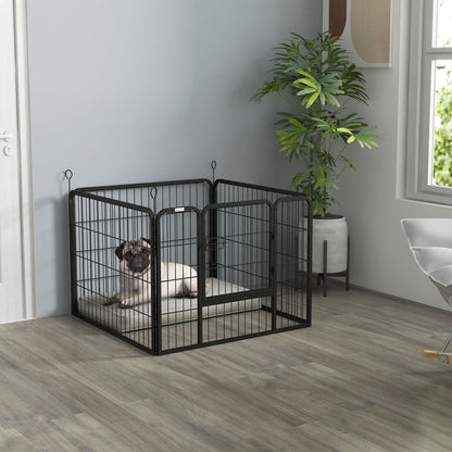 Pawhut Metal Pet Playpen Dog Kennel w/Door Latches In/Outdoor Use 82Lx82Wx60Hcm S0671346562