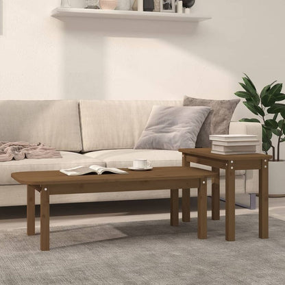 2 Piece Coffee Table Set Solid Wood Pine S0671159724