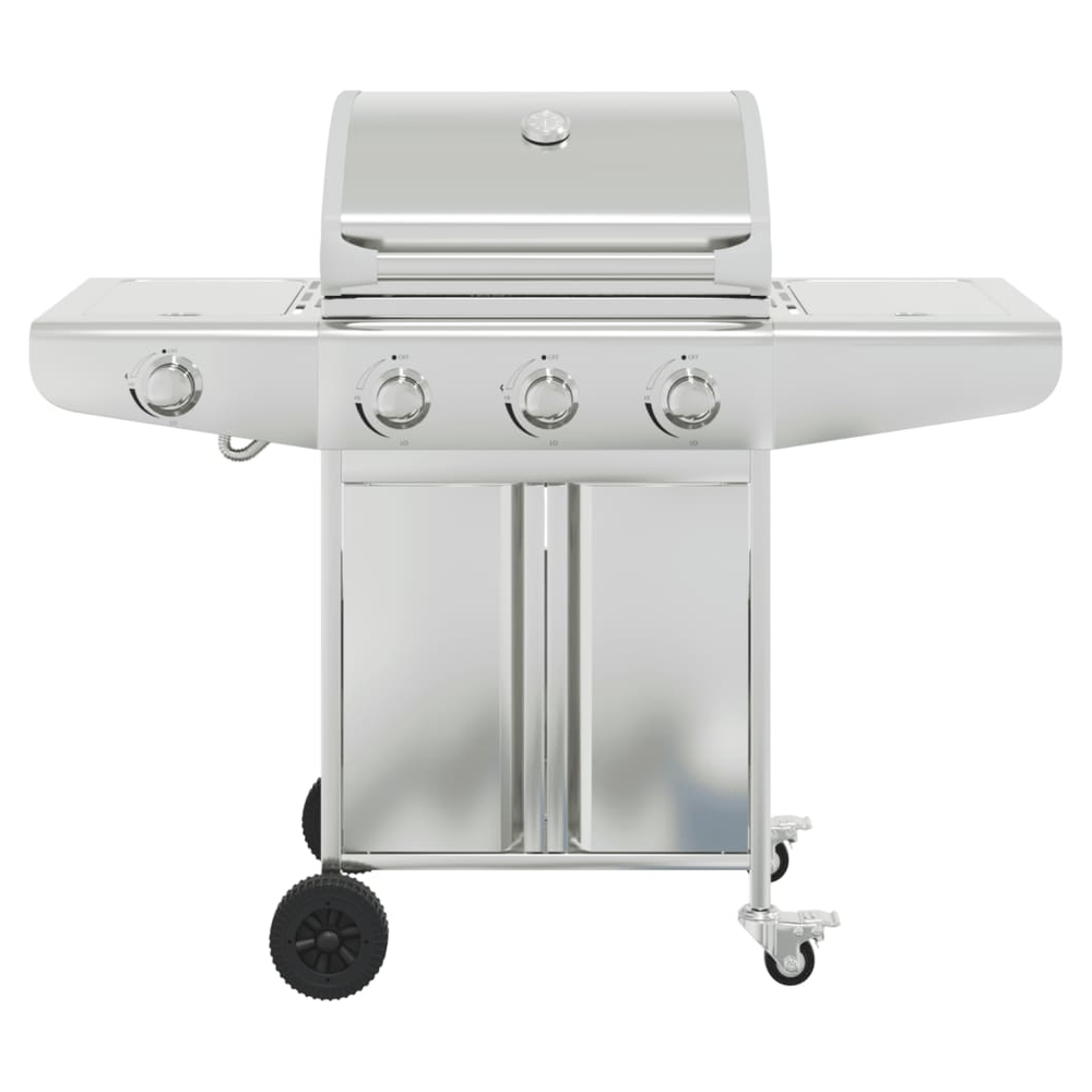 vidaXL Gas BBQ Grill with 4 Burners Silver Stainless Steel S0671490551