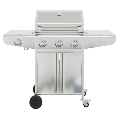 vidaXL Gas BBQ Grill with 4 Burners Silver Stainless Steel S0671490551