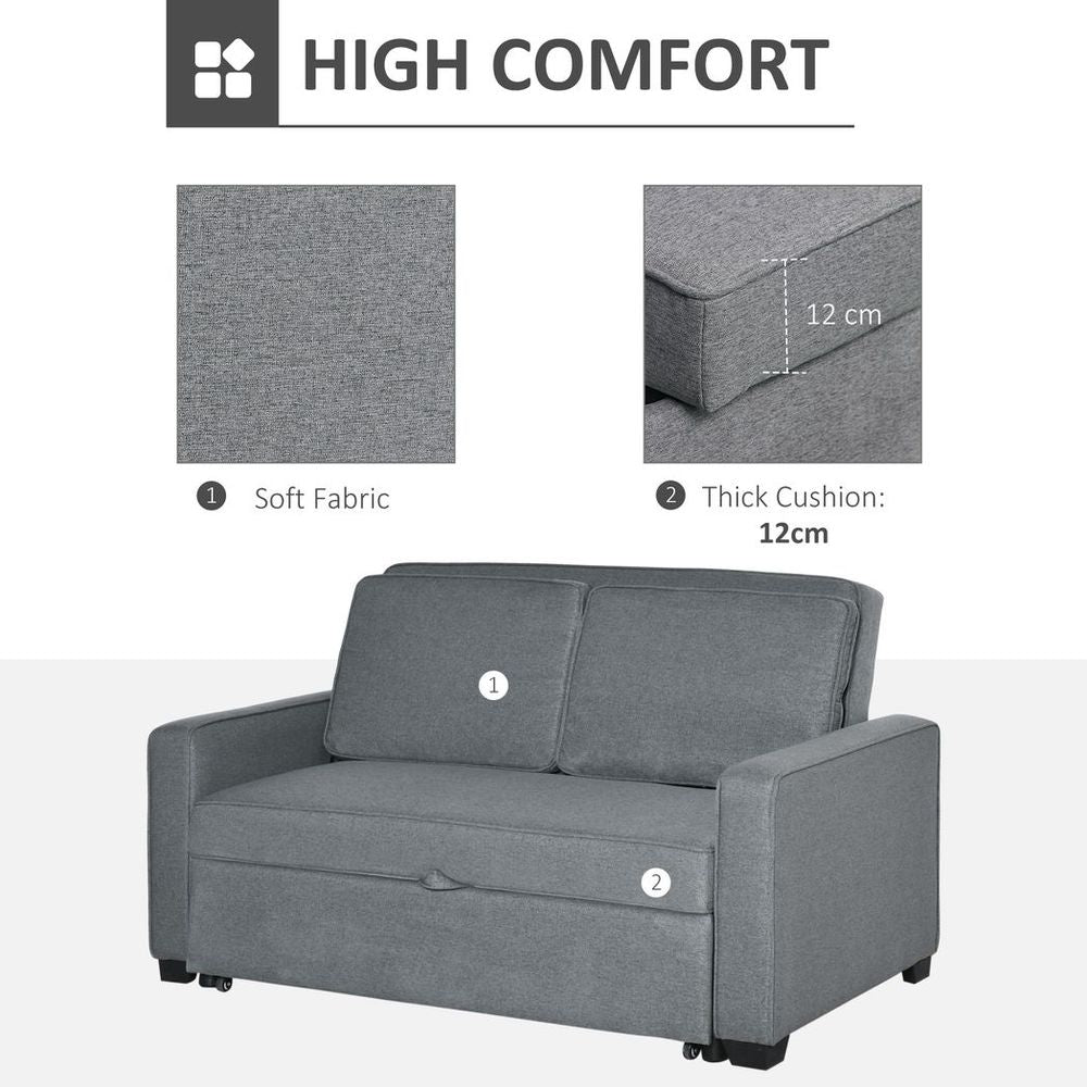 HOMCOM Modern 2 Seater Sofa Bed Click Clack Couch Sleeper for Living Room Grey S0671383626