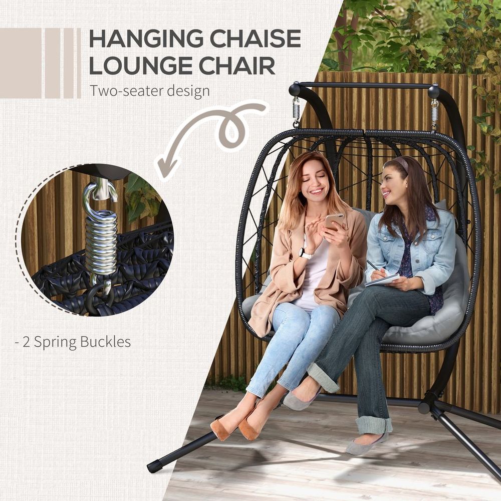 Outsunny PE Hanging Swing Chair with Thick Cushion, Patio Hanging Chair, Black S0671398803