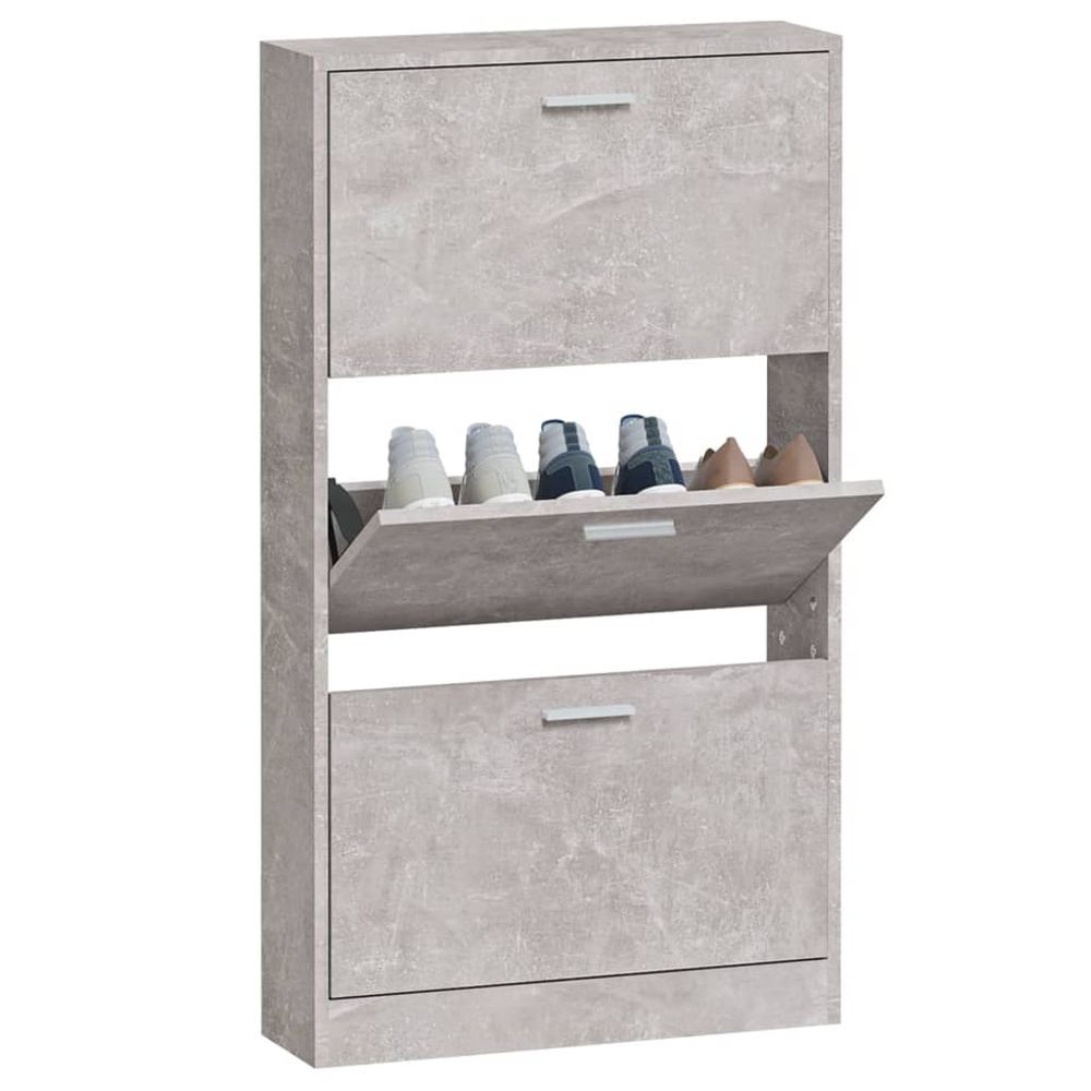 Shoe Cabinet Concrete Grey 59x17x108 cm Engineered Wood S0671092714