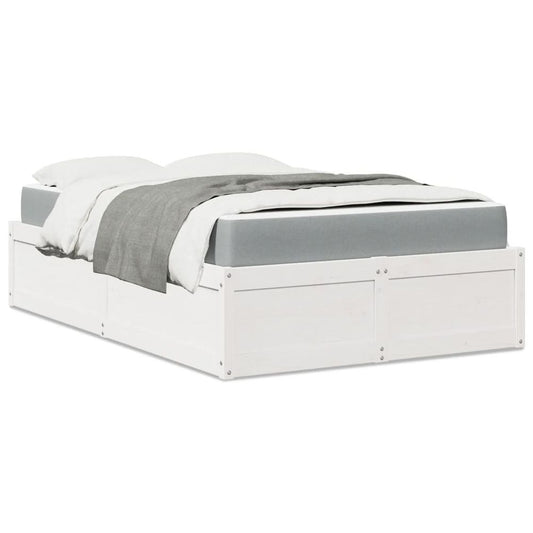 vidaXL Bed with Mattress White 120x200 cm Solid Wood Pine S0671489372