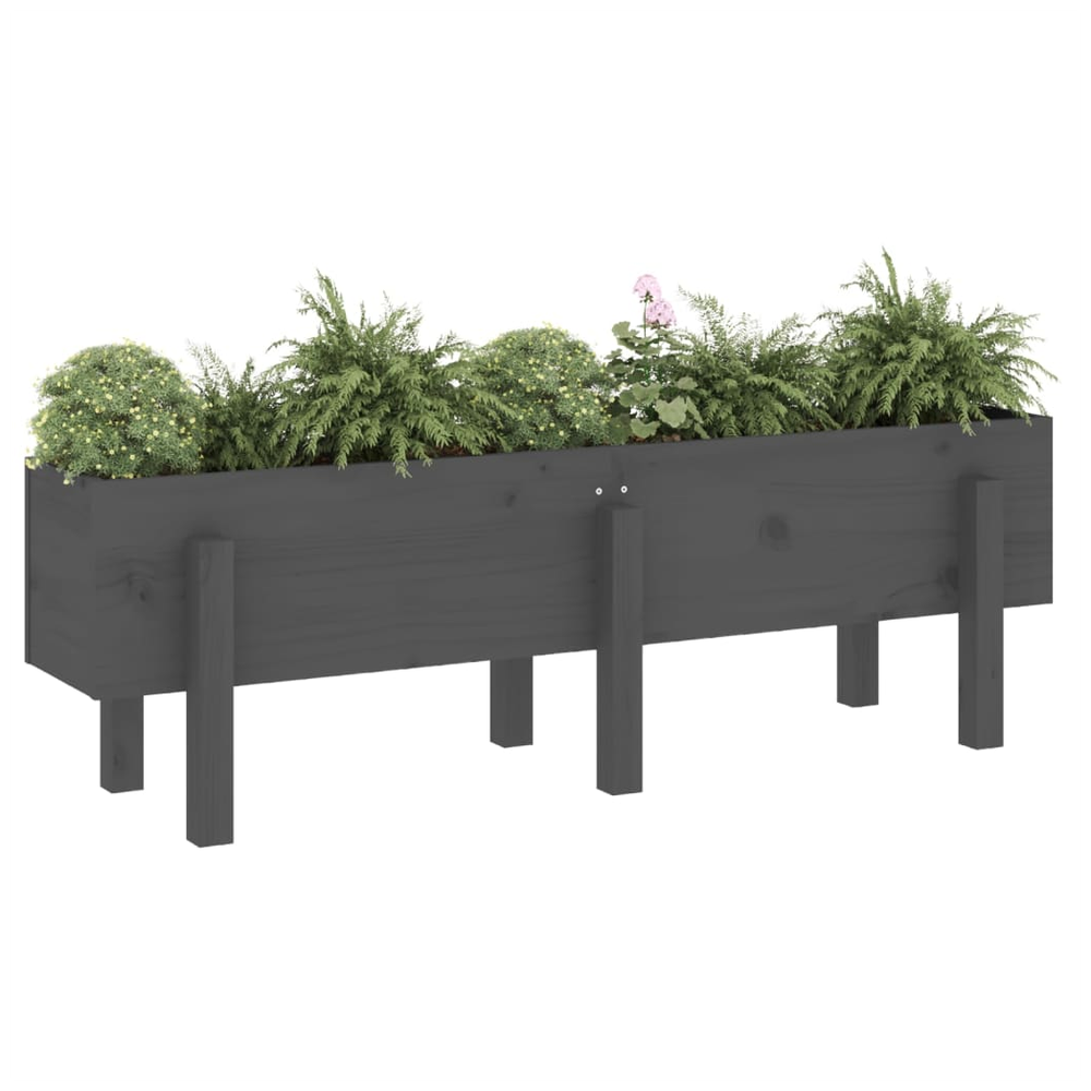 vidaXL Garden Raised Bed Grey 121x30x38 cm Solid Wood Pine S0671357926