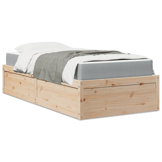 vidaXL Bed with Mattress 90x190 cm Single Solid Wood Pine S0671489493