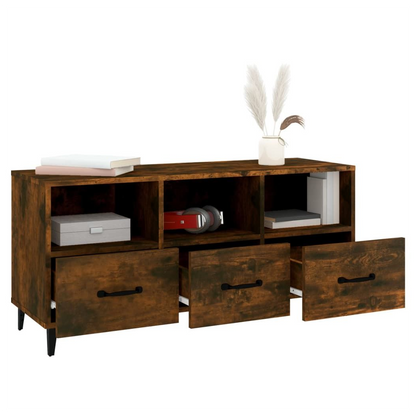 vidaXL TV Cabinet Smoked Oak 102x35x50 cm Engineered Wood S0671052401