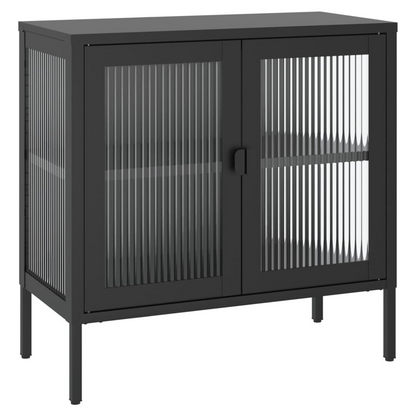 Sideboard Black 70x35x70 cm Glass and Steel S0671216379