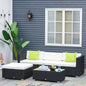 5PC Rattan Furniture Set Wicker Sofa Glass Tempered Tea Table & Cushion Pillows V067942132