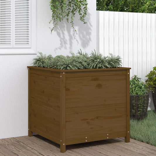 Garden Planter Honey Brown 82.5x82.5x78 cm Solid Wood Pine S0671357732