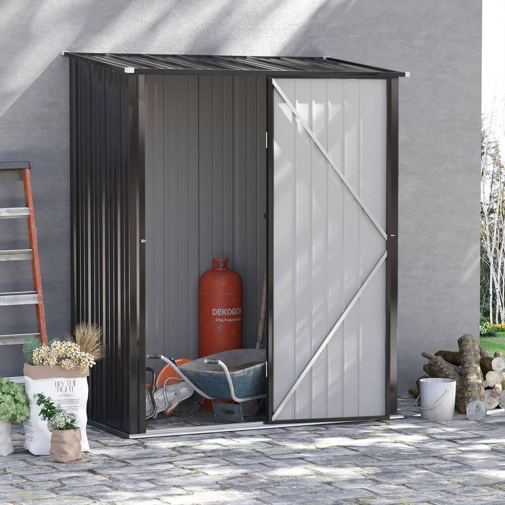 Outdoor Storage Shed Steel Garden Shed w/ Lockable Door for Backyard Patio Lawn S0671114958