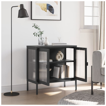 Sideboard Black 70x35x70 cm Glass and Steel S0671216379